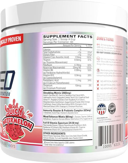 EHP Labs OxyShred Pre Workout Powder - Preworkout Powder with L Glutamine & Acetyl L Carnitine, Energy Boost Drink - Juicy Watermelon, 60 Servings