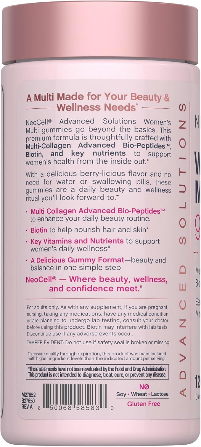 NeoCell Women's Multi Gummy with Collagen | 120 Gummies | Essential Vitamins & Minerals | Berry Flavor Supplement