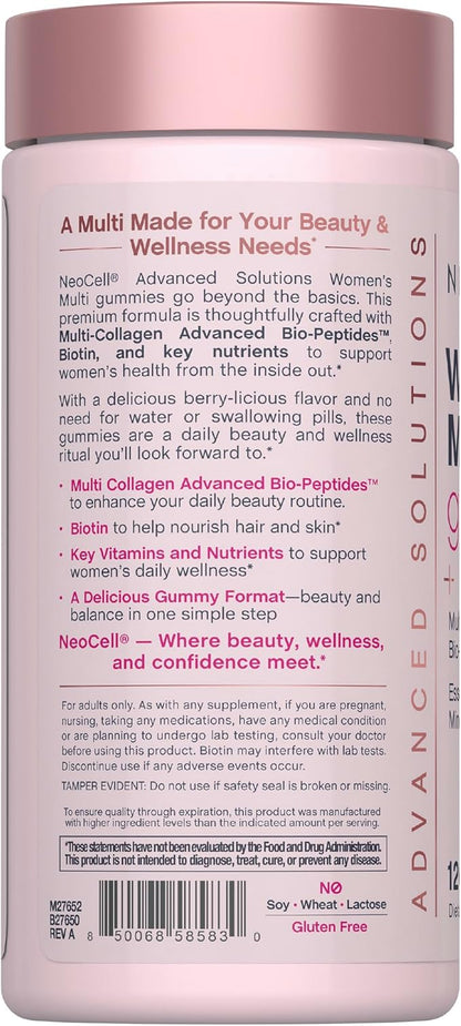 NeoCell Women's Multi Gummy with Collagen | 120 Gummies | Essential Vitamins & Minerals | Berry Flavor Supplement