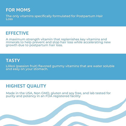 Baby Blues Postpartum Hair Loss Vitamins - Full Hair Cycle Pack - with Biotin, Collagen, & Folate