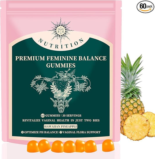Vital Source Feminine Balance Gummies, Gluten-Free, Vegan, Hawaiian Pineapple Flavor(1 Pack 60 Count)