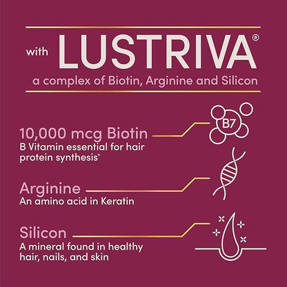 Nature's Bounty Optimal Solutions Hair Growth Supplement with Biotin, Hair Growth Vitamins with Biotin Silicon & Arginine, 1 Per Day, 30 Capsules, One Month Supply