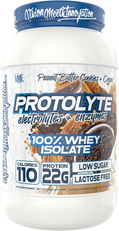 VMI Sports | ProtoLyte Whey Isolate Protein Powder | Low Calorie Whey for Weight Loss and Muscle Gain | Digestive Enzymes | Non-GMO (1.6 lb, Peanut Butter Cookies and Cream)