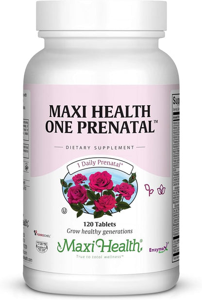 Maxi Health Prenatal Vitamins for Women – One Daily Prenatal Vitamins with Iron, Folate, Choline, Vitamin D3, and Essential Nutrients – High Absorption Supplement – 120 Day Supply