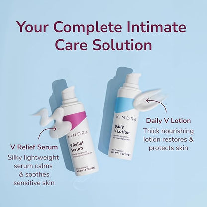 Kindra Daily V Vaginal Moisturizer Lotion - OBGYN Recommended for Dryness & Itch, with Hyaluronic Acid, Prevents Infection & Odor - Estrogen-Free Cream, pH-Balanced Feminine Care - 60 Applications
