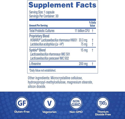 Florastor Probiotics for Women, Digest and De-Stress, Probiotics for Digestive Health, Vaginal Probiotic, and L-Theanine for Mind and Body Wellness, 60 Capsules