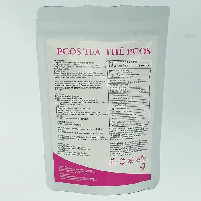 Laicuherb PCOS Spearmint Tea, for Women Hormone Balance & Promote Relaxation and Helps with Hirsutism and Acne, 10 Tea Bags Organic Spearmint Tea for Healthy Ovulation and Fertility