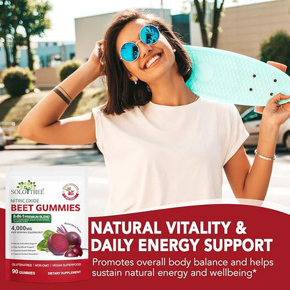 Beetroot Gummies, Organic Beet Root Chews Gummies for Natural Energy Support, Beetroot Supplement for Men and Women, 90 Count (1)