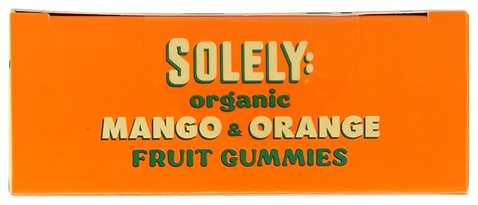 SOLELY - Organic Mango & Orange Whole Fruit Gummies (Pack of 2 Box, 5 Bags per Box) - Real Fresh Fruit - Healthy Snacks for Adults & Kids - Non GMO, Vegan Snacks, Shelf Stable - 5 Bags (3.5 oz)