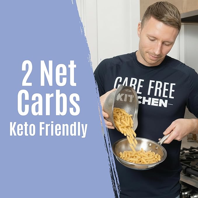 Care Free Kitchen Plain Penne 8oz (3 Pack) Keto Pasta Noodles, 20g High Protein, Low Carb 2g Net Carbs, 26g High Fiber