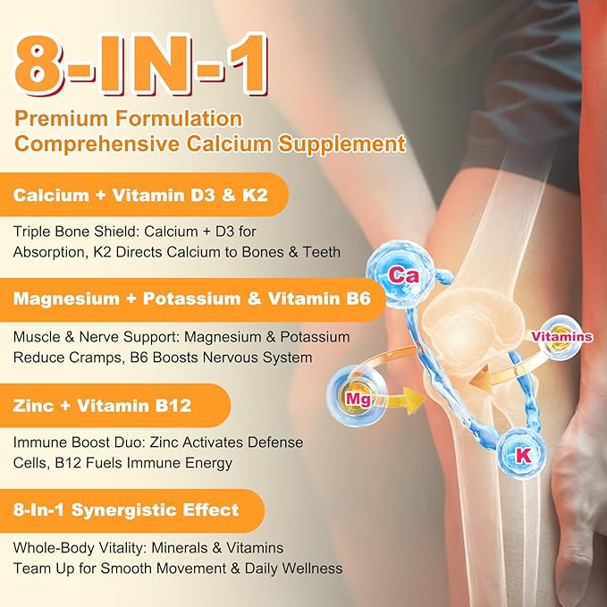 2 Pack Calcium Citrate Gummies, Calcium Supplements for Women & Men, High Absorption Calcium Gummies with Vitamin D3, Magnesium & Zinc for Muscle, Bone & Immune Support, Orange Flavor