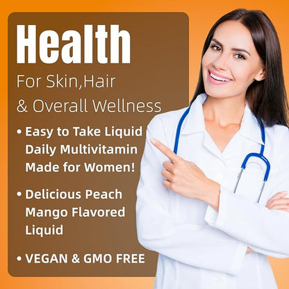 Liquid Multivitamin for Hair Growth | Biotin 10000mcg | Hair & Skin Support Supplement | Clinically Tested for Thicker Hair & Skin Elasticity | Suitable for Women & Men, Ages 18+ | 15.22 Fl Oz (1)