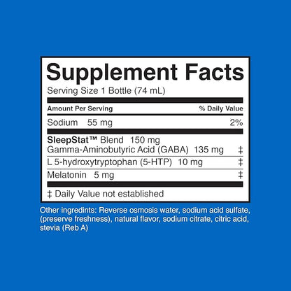 Dream Water Sleep Shots (12 Count) Sleep Aids for Adults - 5mg Melatonin, GABA, 5-HTP - Natural Snoozeberry Flavor (Blue Raspberry) - Liquid Melatonin Supplement - Zero Sugar & Gluten Free - 2.5 oz