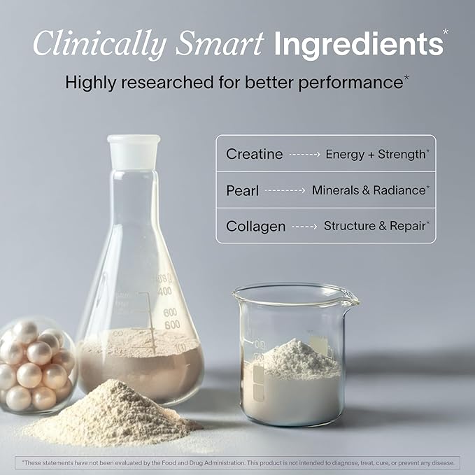 Ladywell Creatine Pearl Complex | 3-in-1 Formula for Women | Creatine Monohydrate, Collagen & Pearl Powder | Supports Energy, Skin Health, Mental Clarity, Metabolism & Lean Muscle | 30 Servings