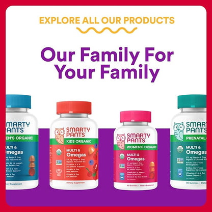SmartyPants Organic Toddler Multivitamin Gummies: Probiotics,Omega 3 (ALA),Vitamin D3,C,Vitamin B12,B6,A,K&Zinc,Beta Carotene,Gluten Free,Three Fruit Flavors, (30 Day Supply),60 Count (Pack of 2)