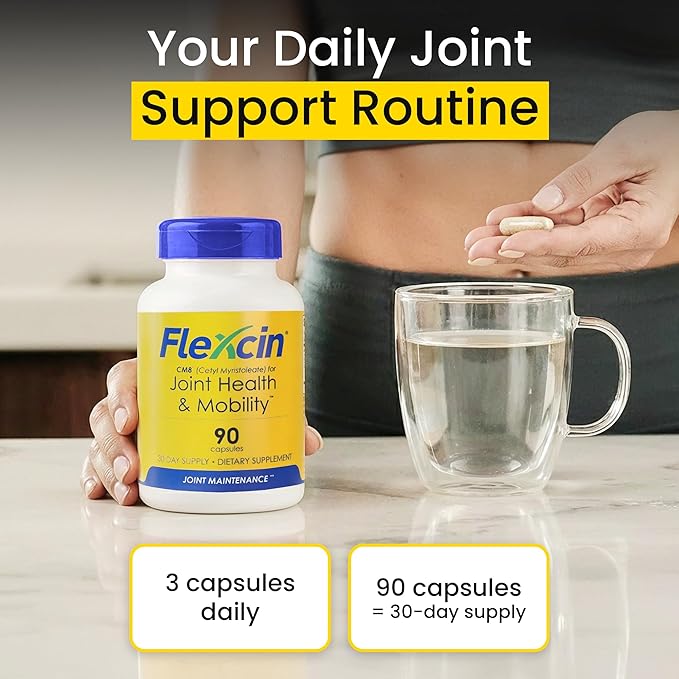 Flexcin Joint Health & Mobility Formula with CM8 (Cetyl Myristoleate) - Joint Supplements for Men and Women with Glucosamine, MSM, Collagen Type II - 3 Pack (270 Capsules)