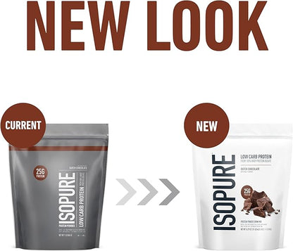 Isopure Low Carb 100% Pure Whey Isolate Protein Powder, Gluten Free, With Vitamins, Dutch Chocolate, 25g Protein Per Serving, 1 Lb, 14 Servings (Packaging May Vary)