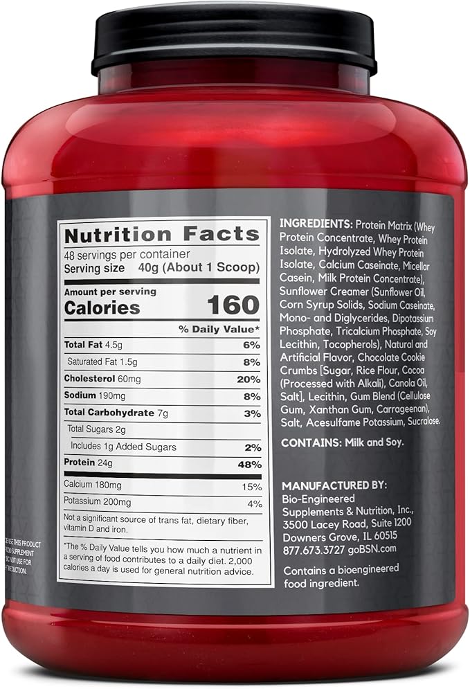 BSN SYNTHA-6 EDGE Protein Powder, Cookies n Cream Flavored Powder with Hydrolyzed Whey, Micellar Casein, for Muscle Gain, Low Sugar, 24g Protein, Cookies & Cream, 48 Servings, 4.23 Pound (Pack of 1)
