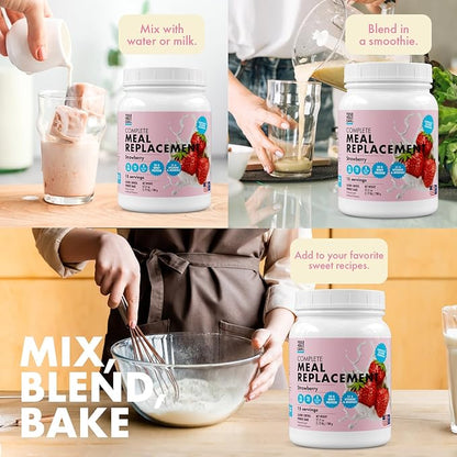 Yes You Can! Complete Meal Replacement - 15 Servings (2 Pack), 20g of Protein, 0g Added Sugars, 22 Vitamins and Minerals - All-in-One Nutritious Meal Replacement Shake (Strawberry)