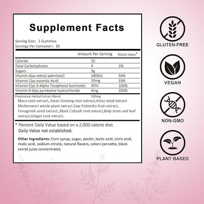 Laicuherb BBL Gummies for Women Curves-Berry Flaovr Booty Gummies with Vitamin A, C, B6, 60 Count Bear Shape Herbal Blend