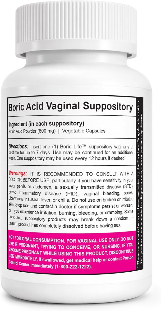 NutraBlast Boric Acid Suppositories - 100% Pure Made in USA - Boric Life Intimate Health Support (30 Count)
