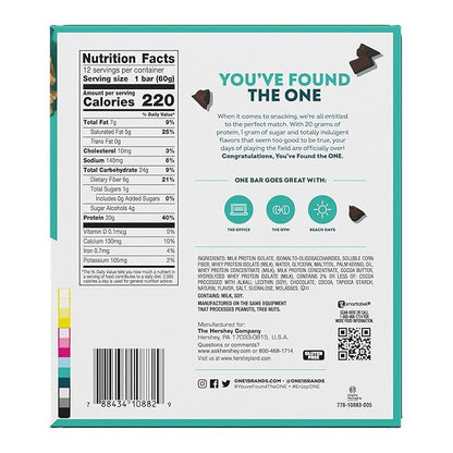 ONE Protein Bars, Chocolate Chip Cookie Dough, Gluten Free with 20g Protein and 1g Sugar, Pantry Staples, 2.12 oz (12 Count)