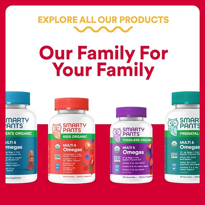 SmartyPants Multivitamin for Men & Women, Multivitamin Gummies with Omega 3 (DHA/EPA), Vitamin D3, C, Vitamin B12, B6, A, K & Zinc, Biotin, Gluten Free, 90 Count (30 Day Supply)