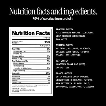 David Protein Bar, Fudge Brownie, 24 Protein Bars | 28g of Protein | 150 Calories | 0g of Sugar - High Protein, Low Carb, Gluten Free Protein Bar, Pack of 24