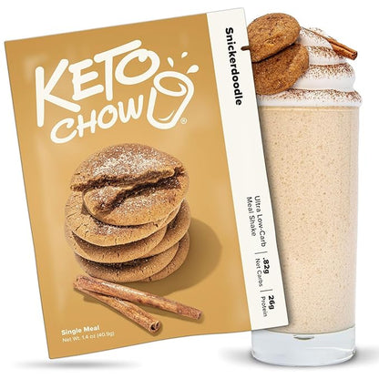 Keto Chow Snickerdoodle - Keto Meal Replacement Shake Powder - Nutritionally Complete - Low Carb - Delicious Easy Meal Substitute - Protein Rich You Choose The Fat - Single Meal Sample