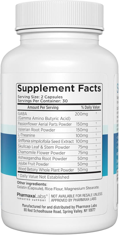 Stress Relief Supplement - Supports Mood & Mental Focus - Feel Calm and Relaxed - Eases Tension & Nervousness - Ashwagandha, GABA, Valerian & L-Theanine - 60 Capsules (Pack of 2)