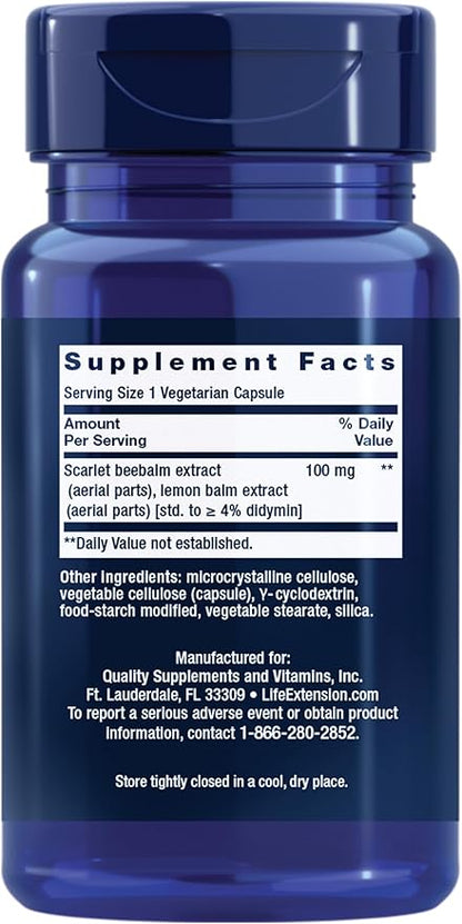 Life Extension® Biological Aging Defense, Healthy Aging Support, DNA methylation, telomere Supplement, Scarlet beebalm, Gluten-Free, Non-GMO, Vegetarian, 30 Capsules