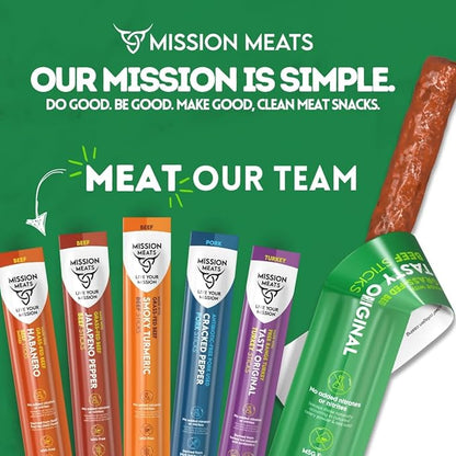 Mission Meats Kids Beef Sticks, 100% Grass Fed, Healthy Snacks for Kids, Zero Sugar, 9g Protein per Serving, Gluten & Nut Free, Individually Wrapped, Mini 0.5oz (72ct Bag)