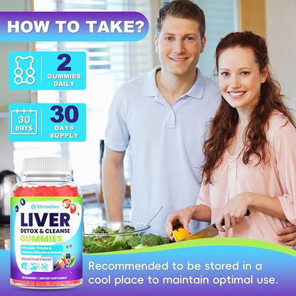 Liver Detox Cleanse & Repair Gummies - 2000mg Milk Thistle Liver Gummies, 23-in-1 Herbal with Dandelion Root, Glutathione & Turmeric- for Liver Health, Digestion & Antioxidant - Sugar Free, 60 Counts