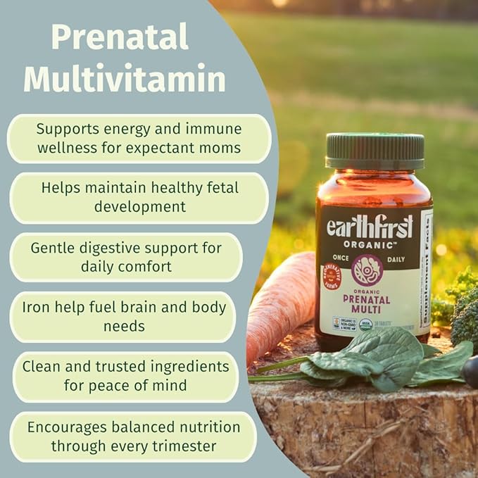 Prenatal Once Daily Multivitamin for Women for Conception, Pregnancy, Postpartum & Breastfeeding, Folate, Iron & Organic Whole Food Blend, Vegan, 30 Count