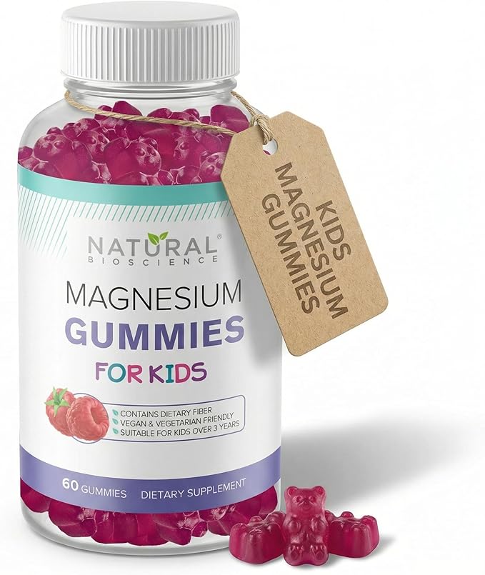 Calm Kids Magnesium Citrate Gummies - Sleep Support, Chewable Magnesium Kids Supplement, Stress Relief, Bone Health, Muscle Relaxation, Non-GMO Gluten-Free, Natural Flavor 60 Vegan Gummies