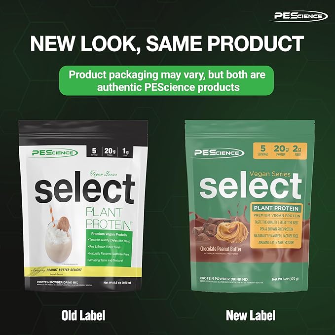 PEScience Select Vegan Protein Powder, Plant Based Protein Powder, Amazing Taste, Smooth Texture, Pea and Brown Rice Blend, Dairy Free, Lactose Free, Gluten Free - Peanut Butter Delight, 5 Servings