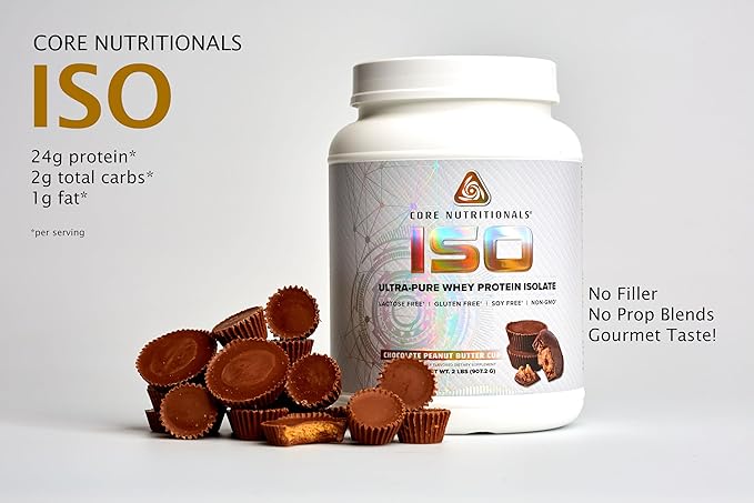 Core Nutritionals ISO, 100% Micro Filtered, Zero Artificial Fillers, 25g Whey Protein Isolate, 32 Servings (Chocolate Peanut Butter Cup)