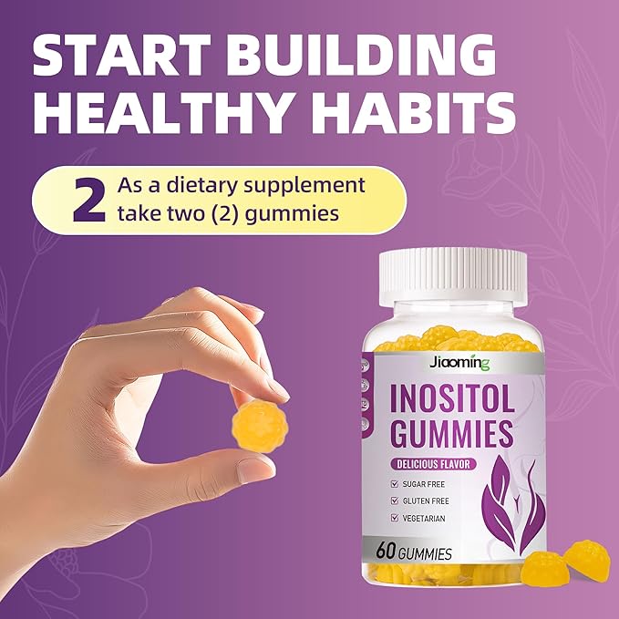 Myo-Inositol & D-Chiro Inositol Gummies for Female，PCOS Gummy for Women Menstrual Cycle Health & Wellness, 40:1 Ratio Inositol with Vitamin D3 Magnesium Glycinate, Folate & Zinc