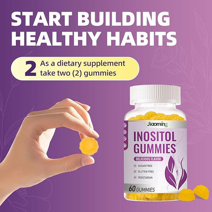 Myo-Inositol & D-Chiro Inositol Gummies for Female，PCOS Gummy for Women Menstrual Cycle Health & Wellness, 40:1 Ratio Inositol with Vitamin D3 Magnesium Glycinate, Folate & Zinc
