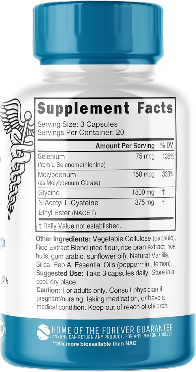 Nutri NAC Ethyl Ester + Glycine - Extra Strength 375mg - NACET 1800mg - 20x More Bioavailable than GlyNAC - N-Acetylcysteine - Anti Aging Supplement, Boost Glutathione - 60 Capsules - 3rd Party Tested