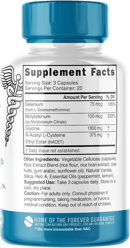 Nutri NAC Ethyl Ester + Glycine - Extra Strength 375mg - NACET 1800mg - 20x More Bioavailable than GlyNAC - N-Acetylcysteine - Anti Aging Supplement, Boost Glutathione - 60 Capsules - 3rd Party Tested