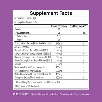 GLP-1 Supplement | Natural GLP-1 Production | GLP 1 Booster Drink Mix to Control Appetite and Cravings | Great Tasting Metabolic Support - Yerba Mate, Garcinia Cambogia, Berberine [Mixed Berry]