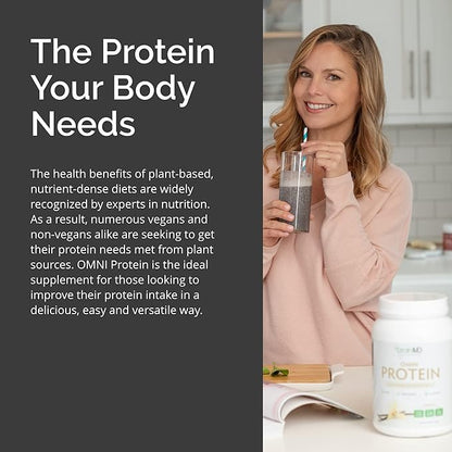 BRAINMD Dr Amen OMNI Protein Vanilla - 2.38 lbs - Plant-Based Protein Powder - Promotes Energy & Exercise Recovery - Vegan, Vegetarian, Sugar Free, Gluten Free - 30 Servings