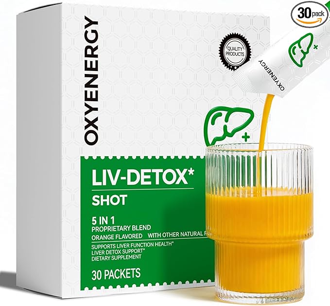 OxyEnergy Liver Cleanse Detox & Repair, Organic Milk Thistle Liver Detox Supplement with Turmeric, Dandelion, Pueraria, Support Liver Health & Digestion, Non-GMO, Vegetarian, Gluten-Free, 30 Packs