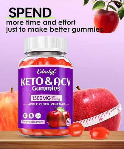 Keto Acv Gummies,Organic Apple Cider Vinegar Gummies,Keto Gummies,Gut Health for Women,Probiotics for Digestive Health,Metabolism,GMO Free & Vegan - 120 Count