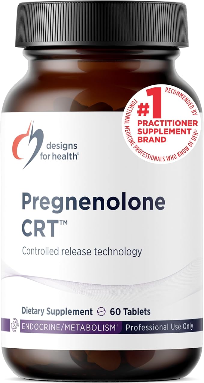Designs for Health Pregnenolone CRT - 30mg Controlled/Time Release Pregnenolone (10-12 Hour) - Estrogen, DHEA + Testosterone Hormone Precursor for Women + Men - Vegan + Non-GMO (60 Tablets)