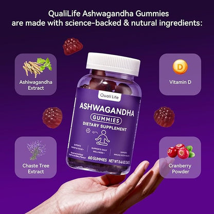 Ashwagandha Gummies for Relax & Cortisol Support – High Strength Root Extract with Cranberry & Chaste Tree, Grapefruit & Berry Flavour – Vegan, Non-GMO, Gluten-Free – 60 Gummies (30 Days)