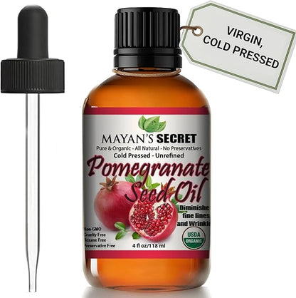 Pure Carrier and Essential Oils for Skin Care, Hair, Body Moisturizer for Face-Anti Aging Skin Care (Pomegranate Seed Oil Organic, 4oz)