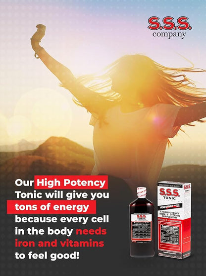 S.S.S. Tonic – High Potency Iron Supplement with B1, B2, B3 Vitamins – 20 fl oz Liquid Formula for Energy, Vitality & Wellness – Easy-to-Take, Iron-Rich, Made in USA, for Women & Men