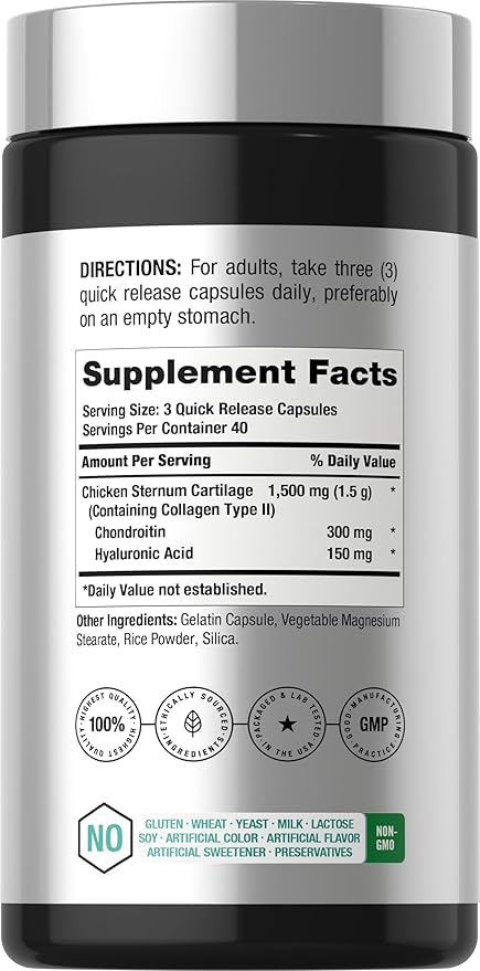 Horbäach Joint Support Supplement | 120 Capsules | with Collagen and Hyaluronic Acid | Joint Health Complex | for Men & Women | Non-GMO, Gluten Free
